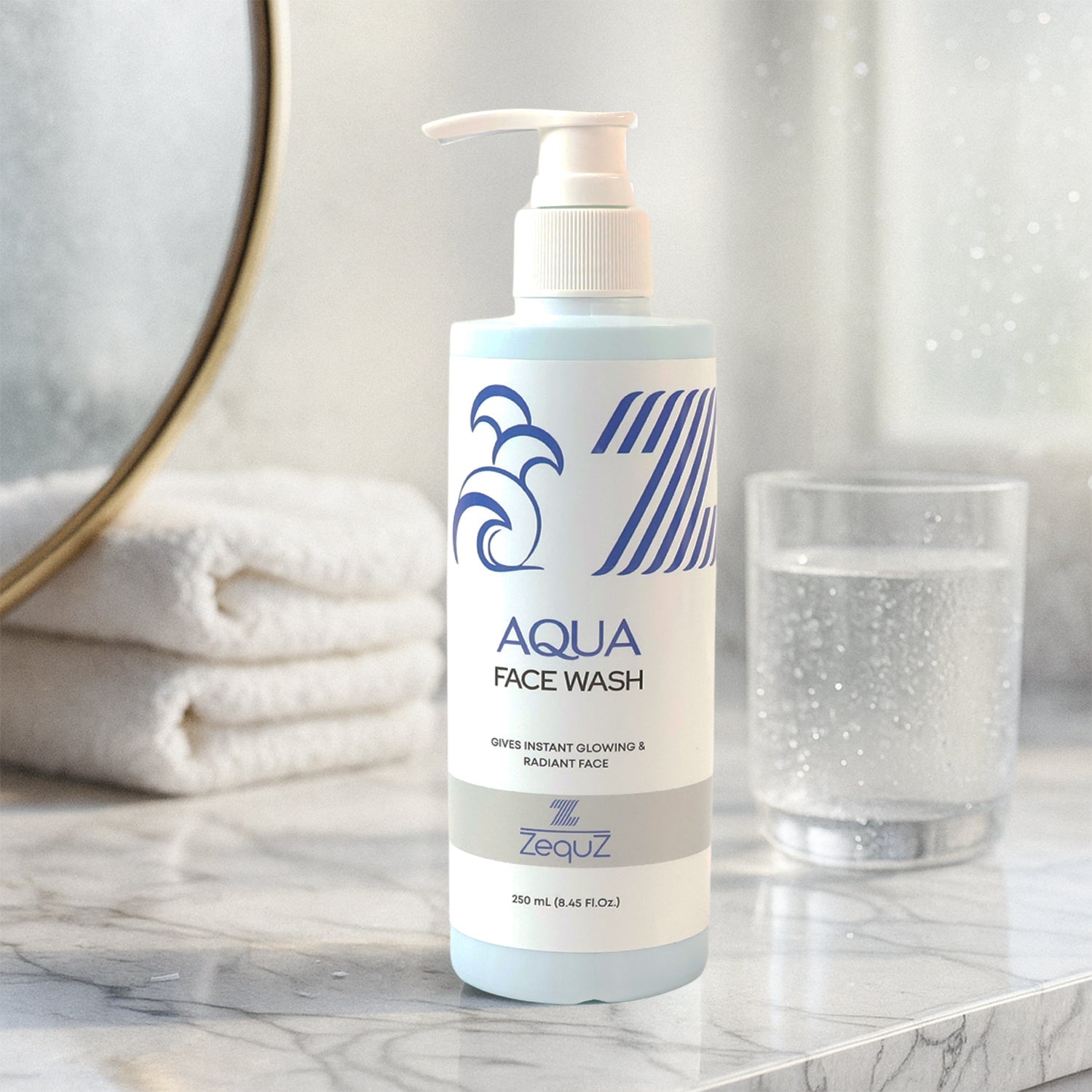 Hydrating Aqua Face Wash bottle showing front label and pump dispenser