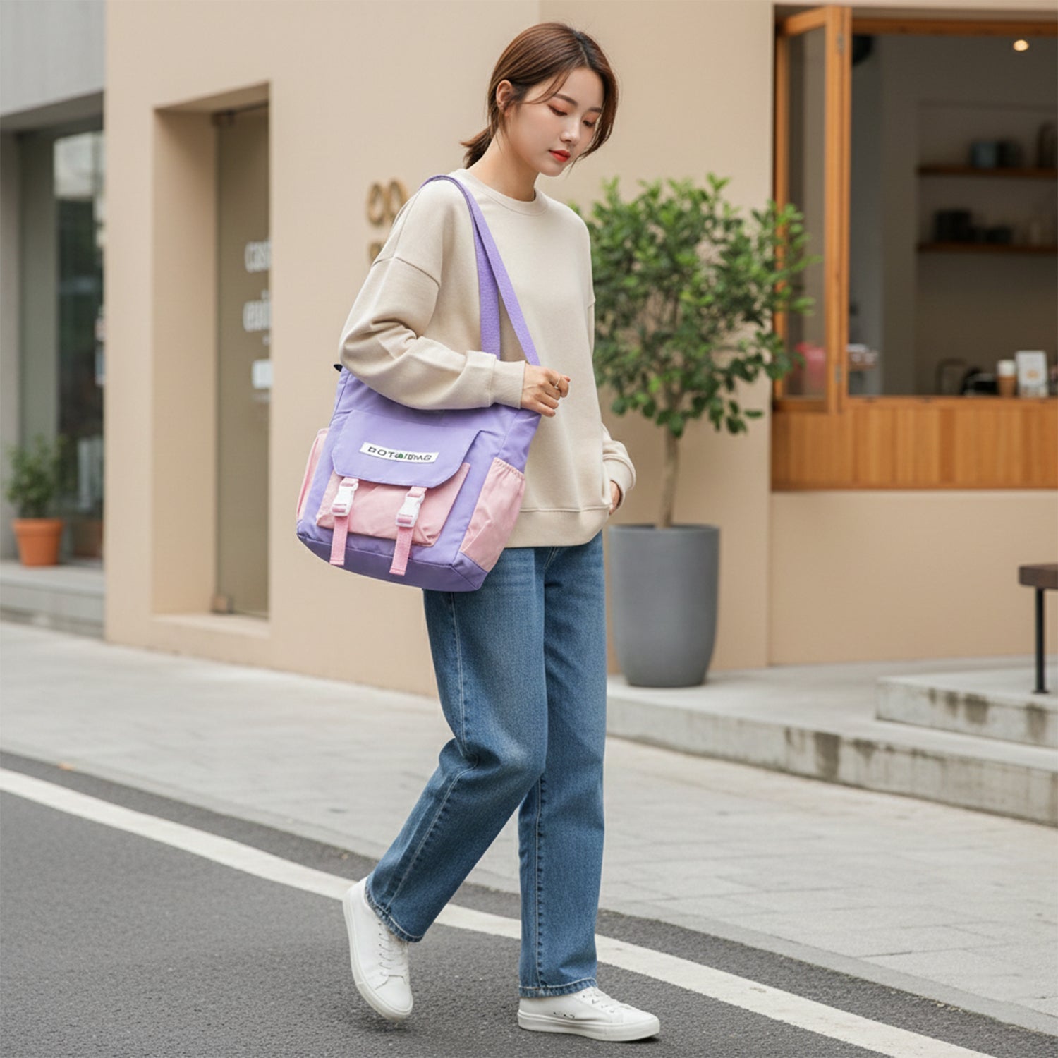 Casual multi-pocket tote sling bag ideal for everyday use