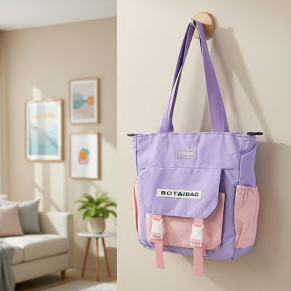 Multi-Pocket Shoulder Tote Bag front view showing pockets and design