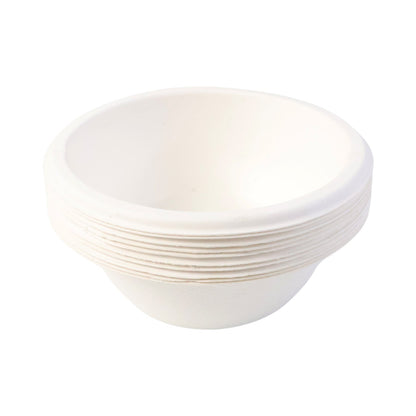 Natural off-white bagasse disposable food bowls for hot and cold dishes