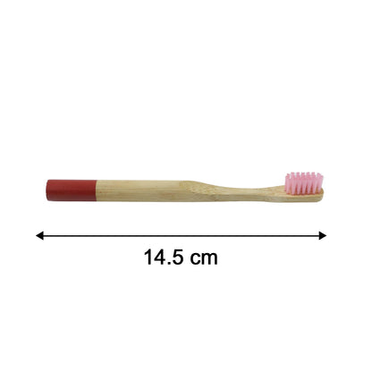 Size comparison of bamboo toothbrush showing compact design