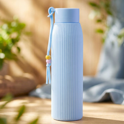 Stylish textured glass drinking bottle for office and gym
