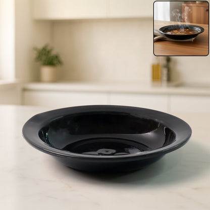 Glossy deep black curry and soup serving bowl perfect for hot dishes