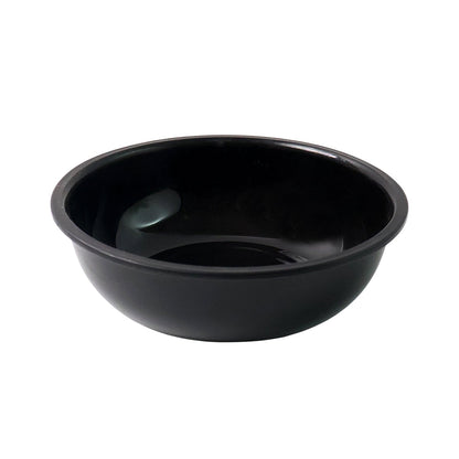 Side view of empty 6-inch black plastic serving bowl