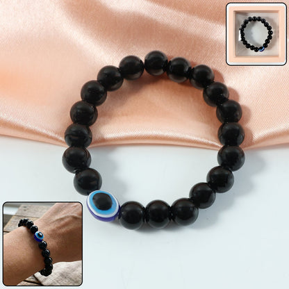 Crystal beaded stretch bracelet with dual-tone soft pink and gold beads