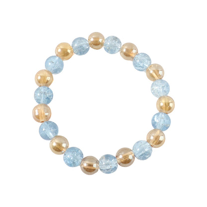Display of crystal beaded dual-tone stretch bracelet