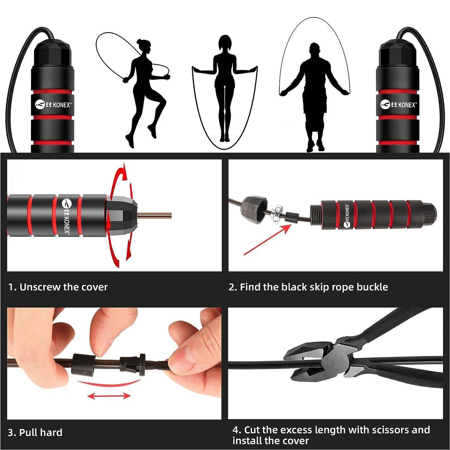 Durable red PVC rope of high-speed skipping rope for cardio training