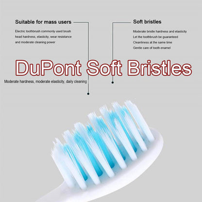 Three interchangeable soft bristle brush heads included in electric toothbrush set
