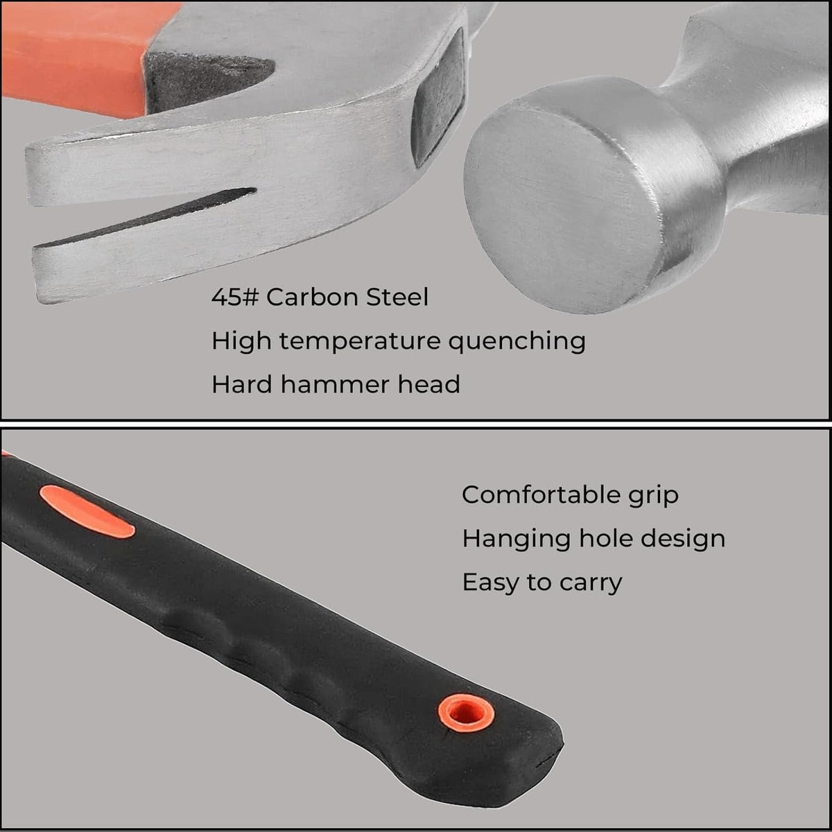 Hammer with ergonomic handle easily maneuverable for DIY projects
