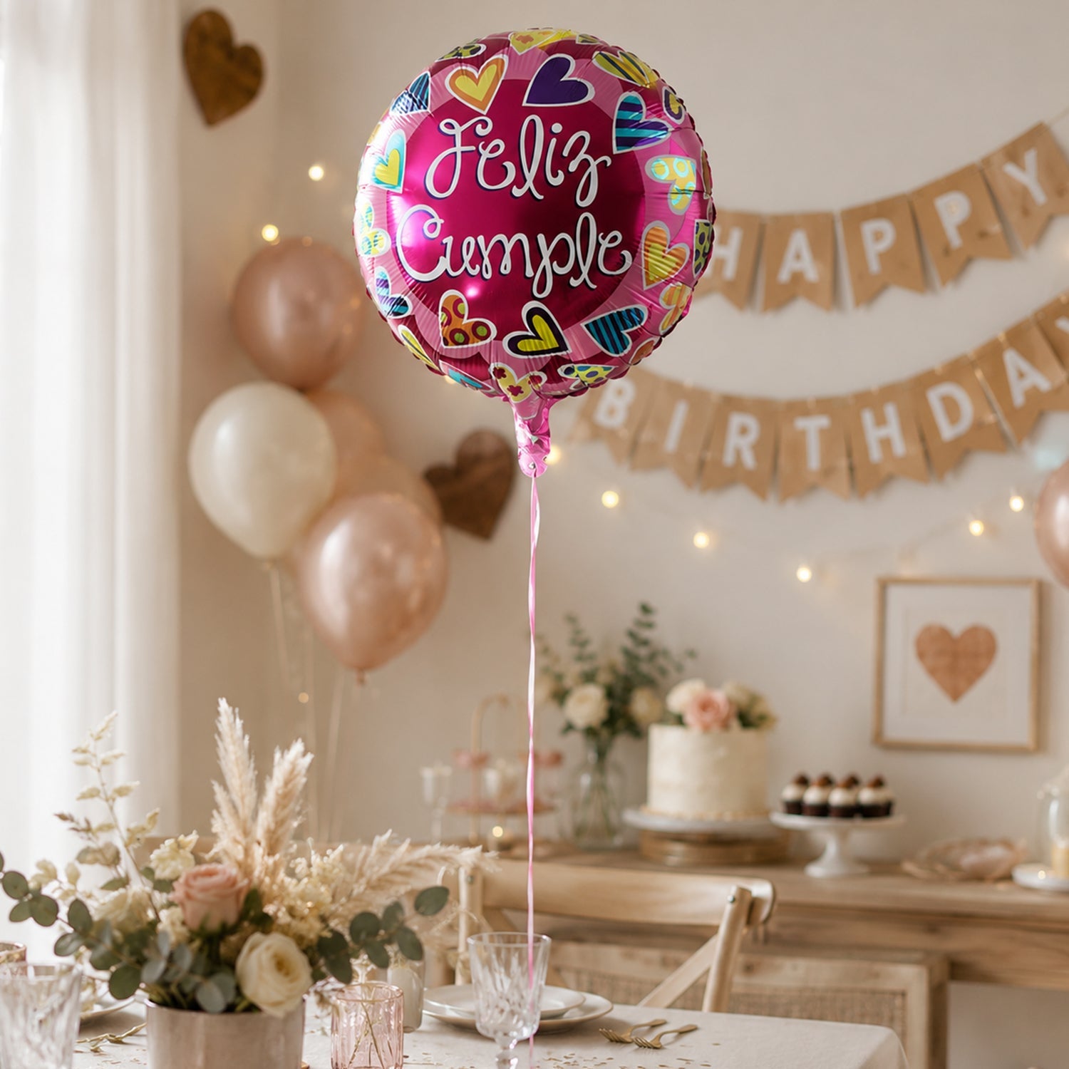Foil balloon wall decoration for birthday parties
