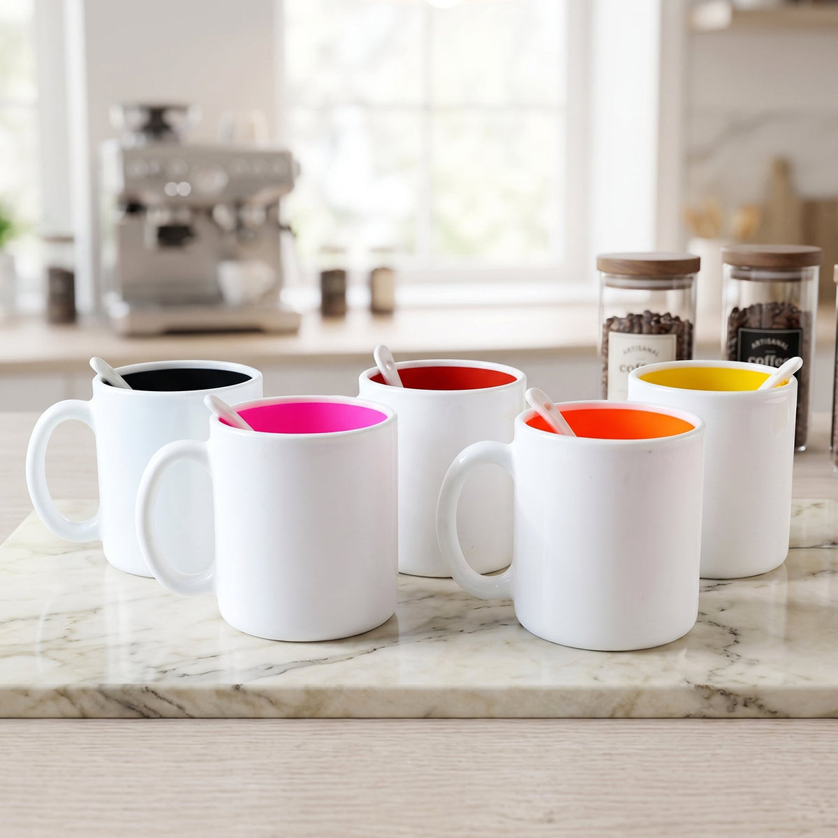 Coffee Mug with Spoon – Designer, Lead-Free Ceramic | Tidy Table