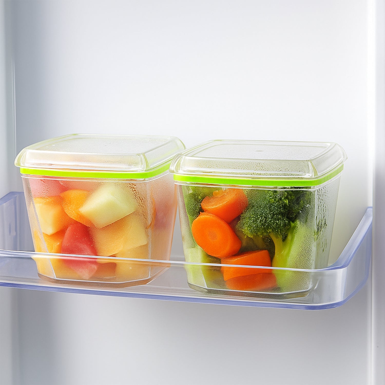 Close-up of airtight green lid locking food storage container