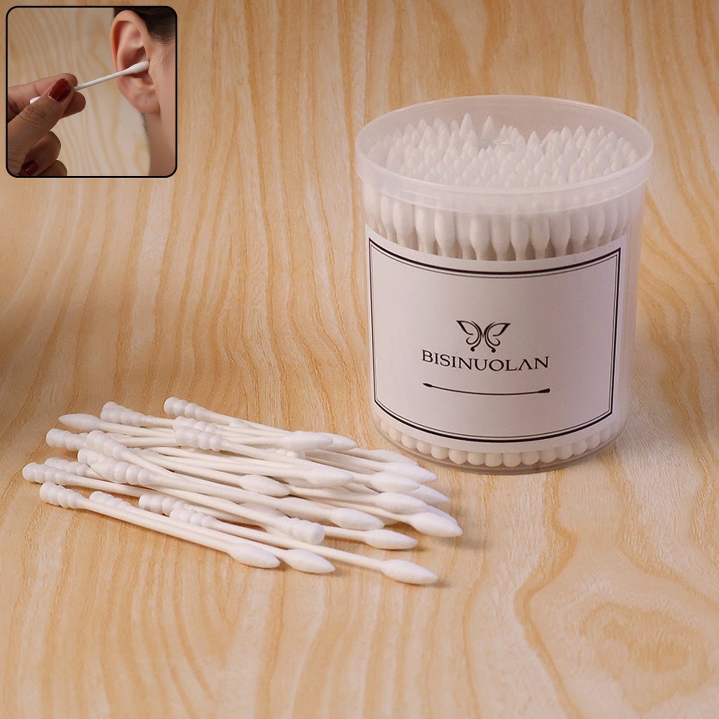 Cotton ear buds neatly stored in a hygienic jar for personal care