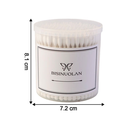 Detailed close-up of a cotton ear bud highlighting cotton tip texture