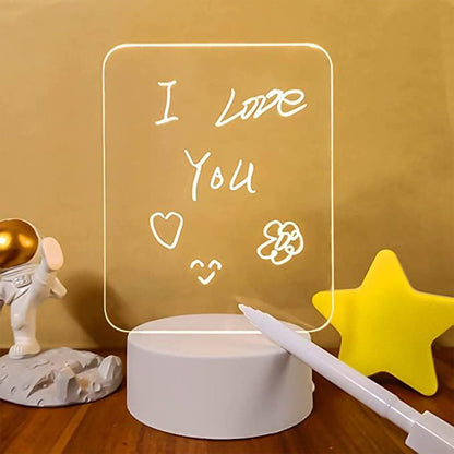 LED acrylic board night lamp illuminating a clear writing surface with marker