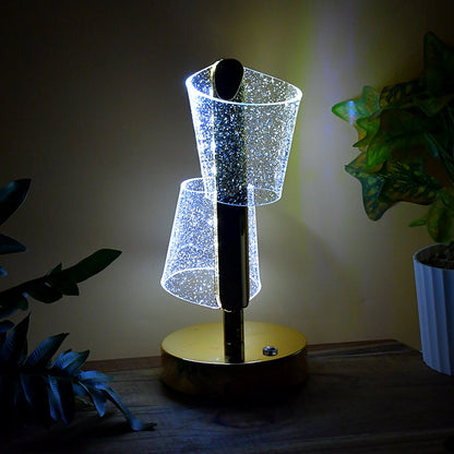 Decorative crystal effect dual shades lamp with warm LED light for living room