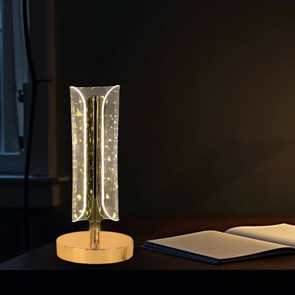 Golden crystal table lamp for bedroom with cozy warm white LED illumination