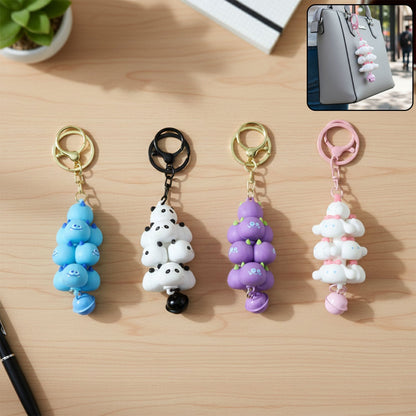 Cute cartoon cloud keychain with bell and metal clip attachment