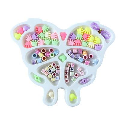 Craft kit with colorful beads and elastic thread for making jewellery