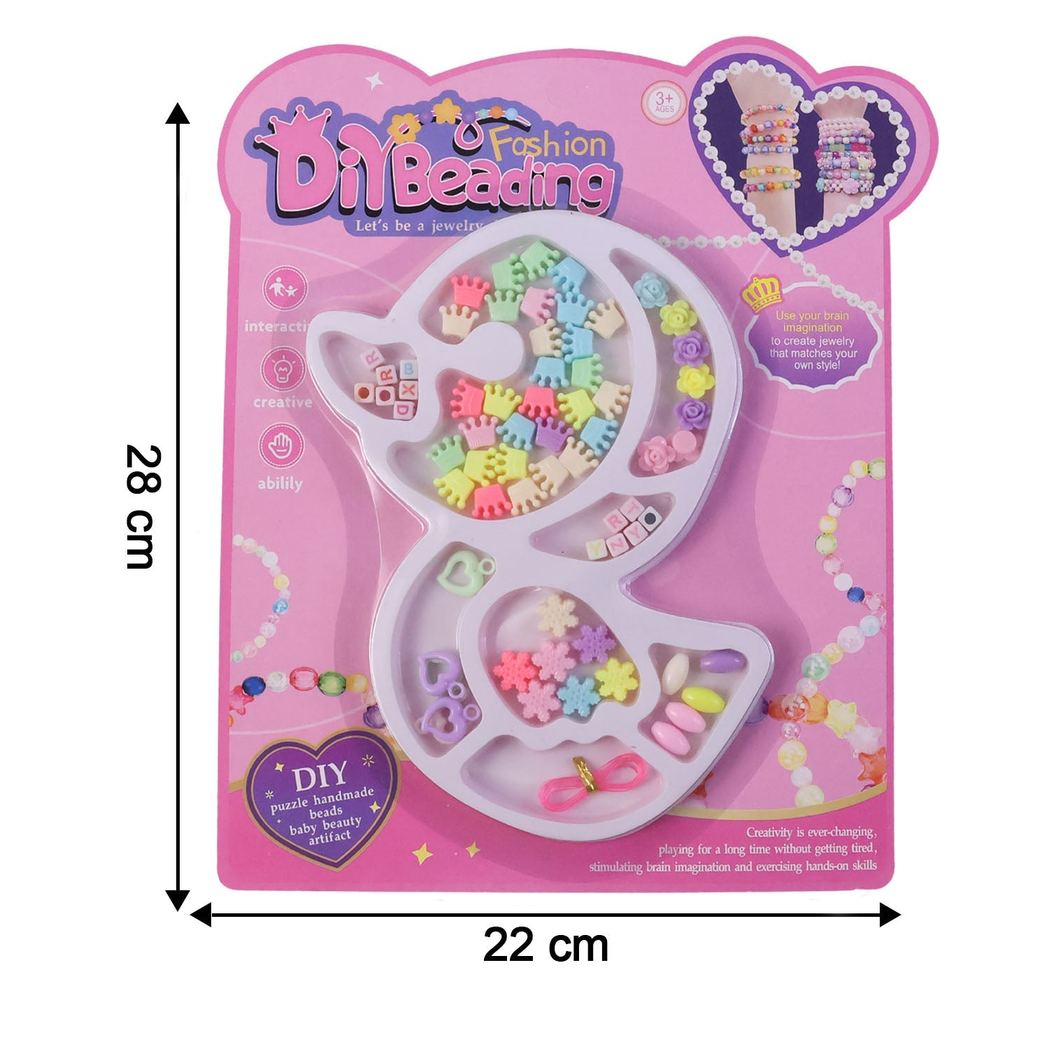Dimension chart image for DIY jewellery making kit showing size details