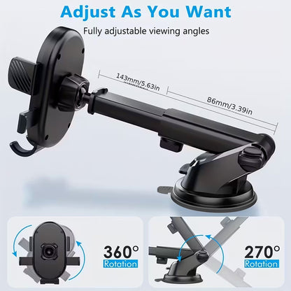 Mobile holder securely mounted on car dashboard for stable phone viewing
