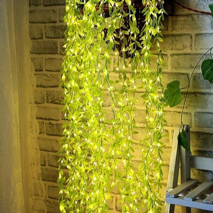Flexible transparent cable of LED leaf string light suitable for wall or balcony