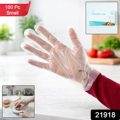 Small size disposable plastic gloves in transparent packing