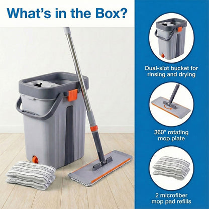 Multipurpose cleaning bucket and mop set for wet and dry cleaning