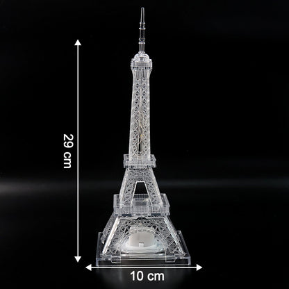 Eiffel Tower shaped LED decorative light illuminating vibrant colors