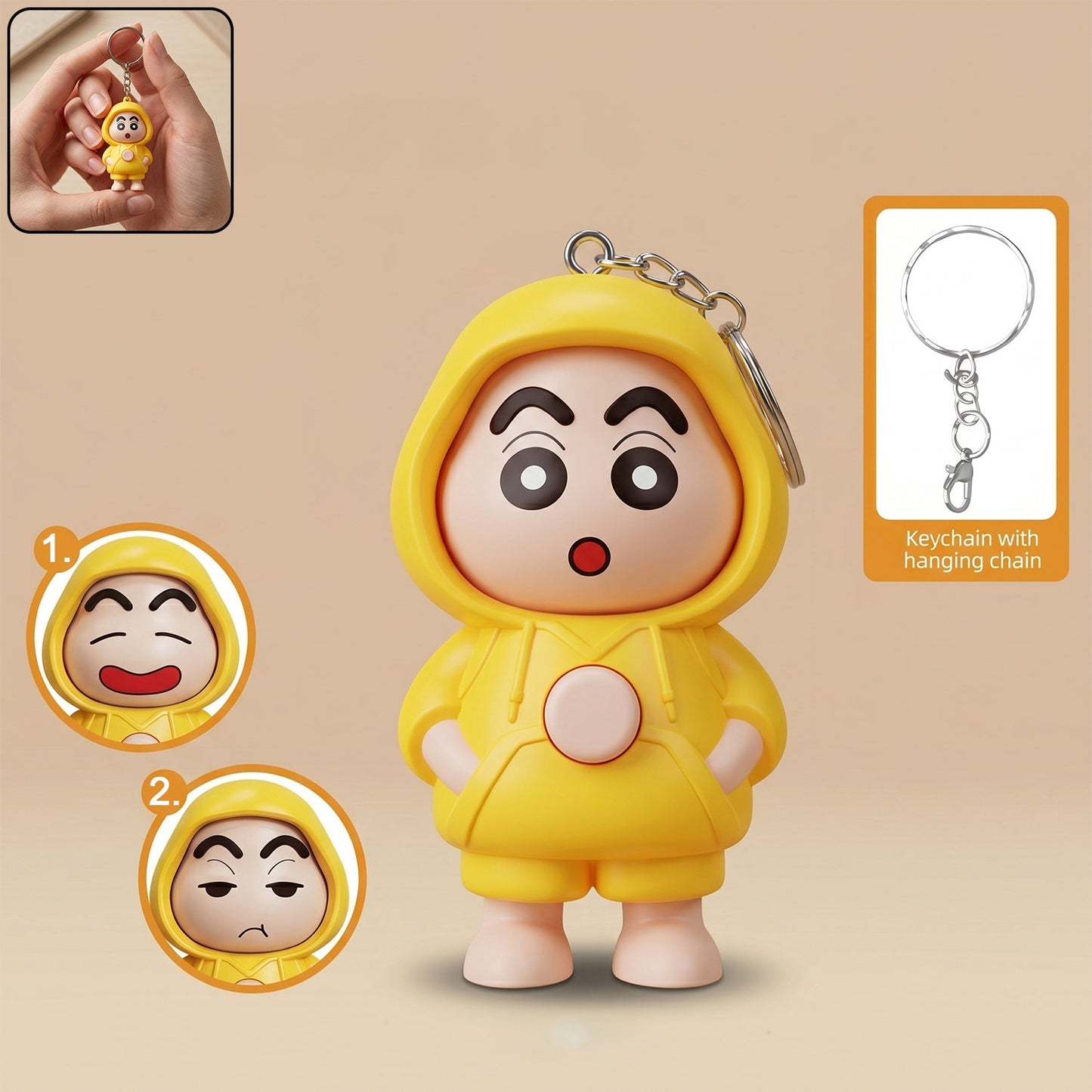 Colorful face-changing doll keychain accessory