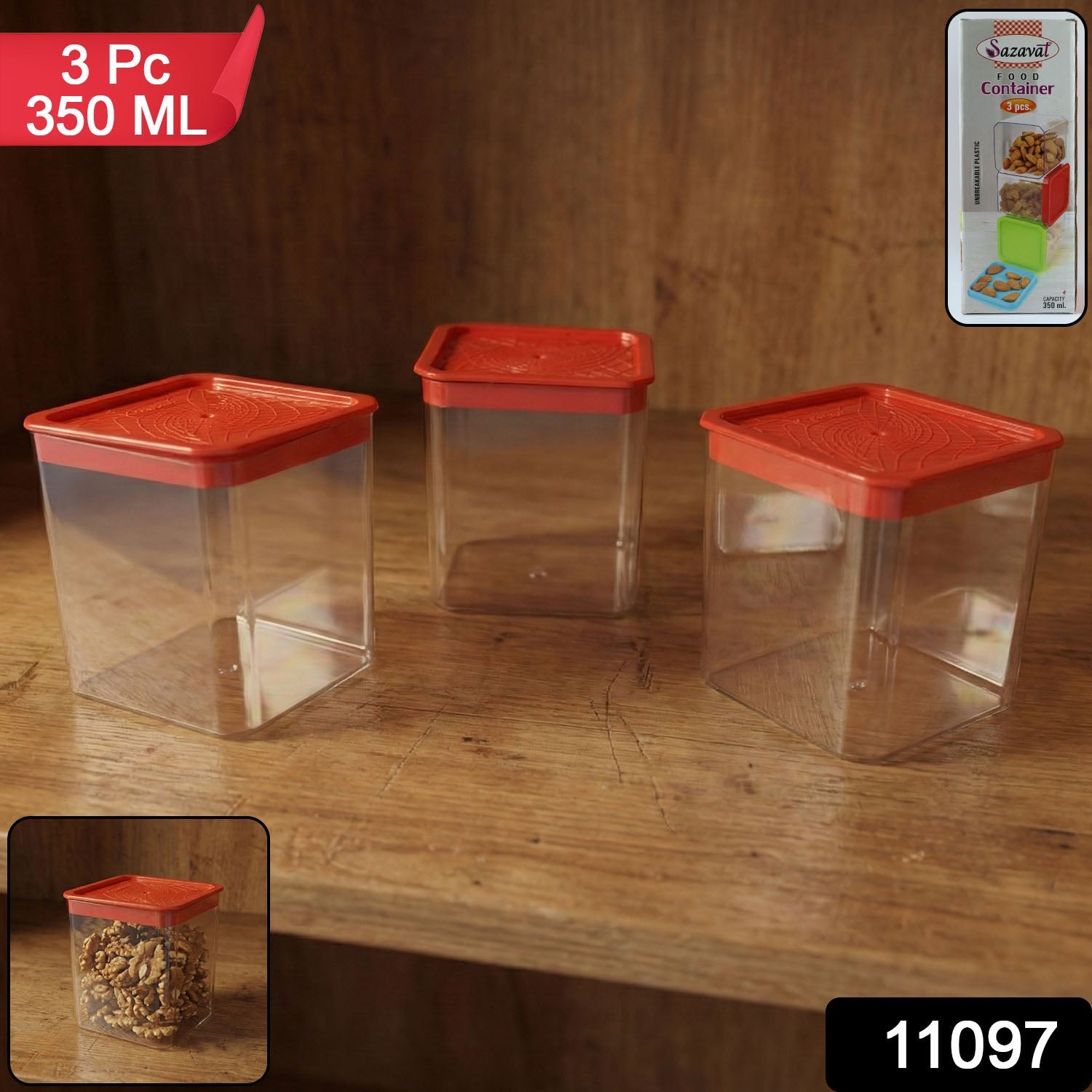 Food storage box with airtight lids ideal for dry fruit and snack storage