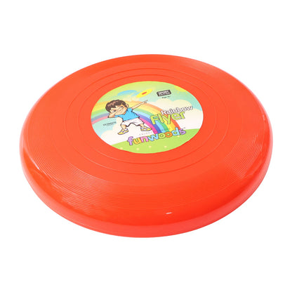 Throwing big plastic frisbee flying disc for outdoor fun