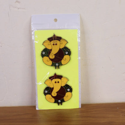 Live setting of Lord Ganesha decorative wall stickers enhancing home ambience