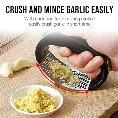 Manual garlic crusher set with heavy-duty ergonomic press