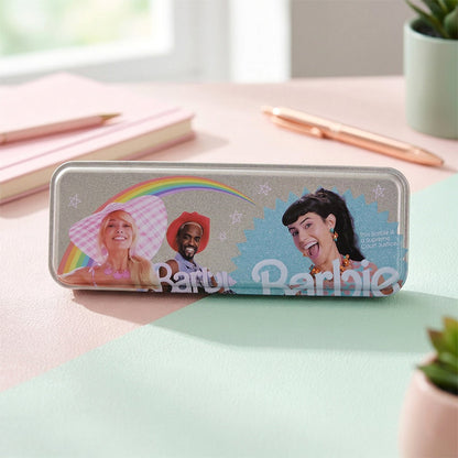 Pencil box with secure hinged lid