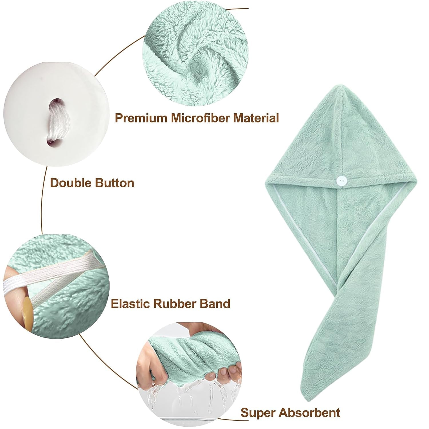 Mixed design hair drying towel wrap featuring textured patterns