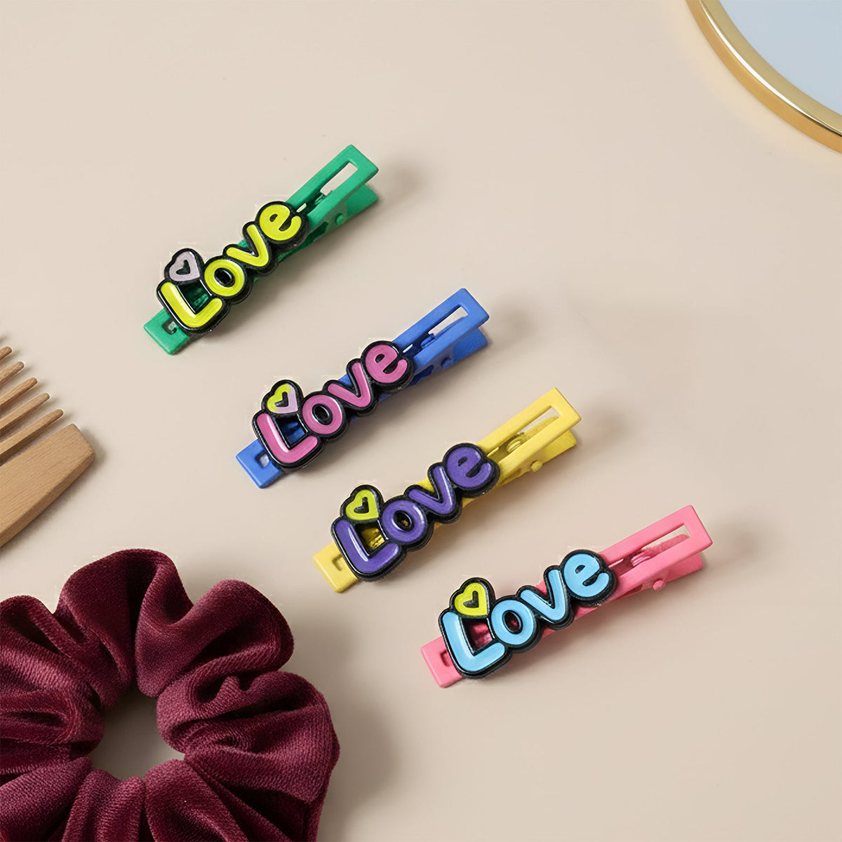Barrette set with stylish text decorative hair clips