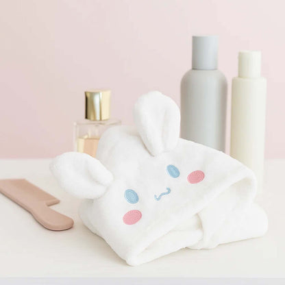 Soft and lightweight cartoon hooded hair drying towel cap