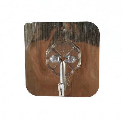 Adhesive brushed steel flower wall hook mounted on tile wall