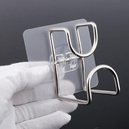 Transparent double loop adhesive wall hook installed on smooth wall