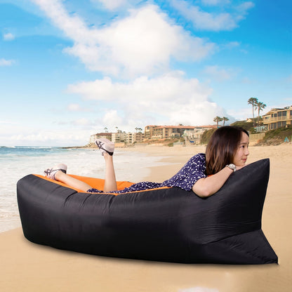 Bright pink inflatable sofa for outdoor and indoor relaxation