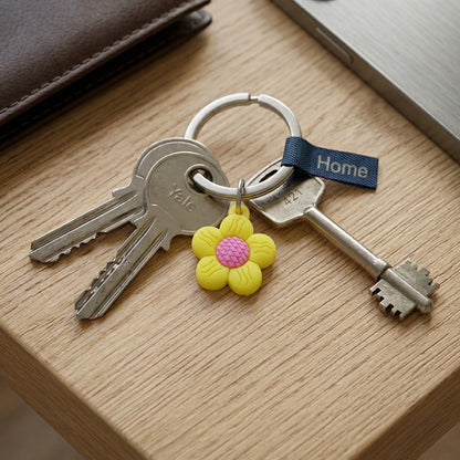 Decorative rubber flower keyring for gifts and accessories