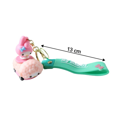 Silicone cartoon keychain with flexible strap for decorative use