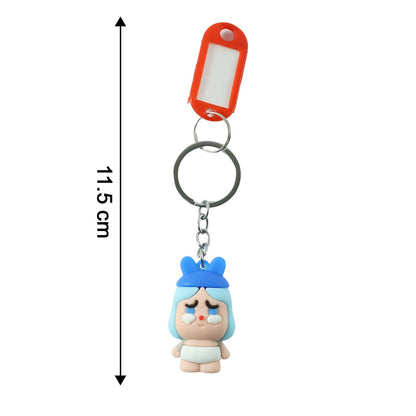 Size chart for cartoon baby character keychain showing length and width dimensions.
