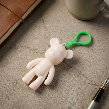 Multiple views of bear shape decorative keychain with clip hook