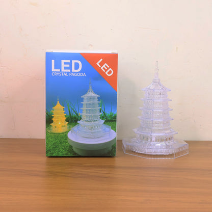 LED Crystal Pagoda decorative lamp in ambient home setting