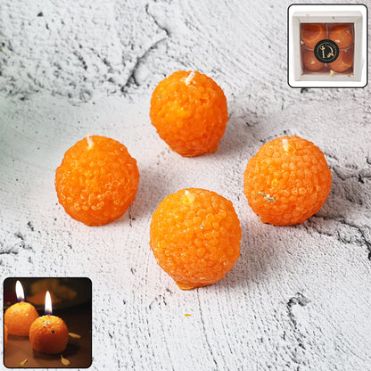 Handmade laddu shaped decorative wax candle for festive home décor