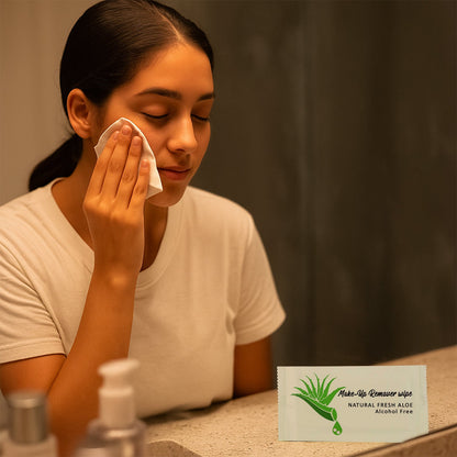 Disposable makeup remover aloe wipes ideal for travel and daily use
