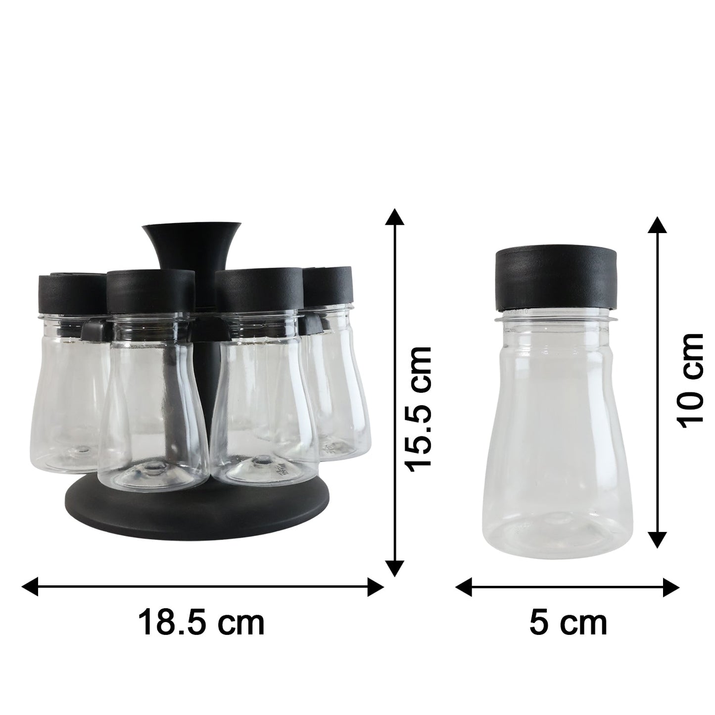 Multi-container revolving spice rack designed for countertop use
