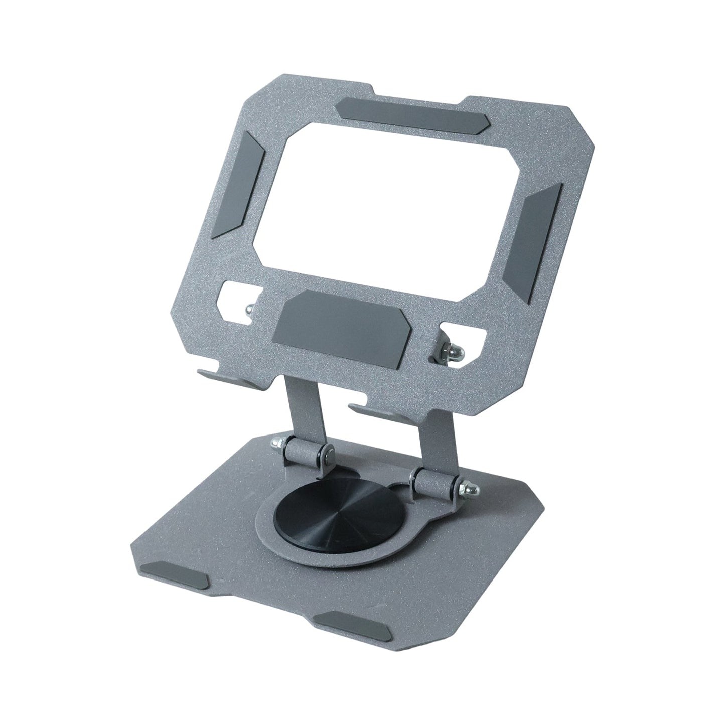 Compact foldable stand on a desk ready for use